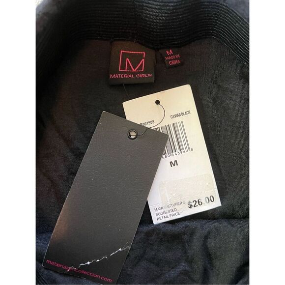 NWT! Material Girl Caviar Black Crinkle Textured Stretch Mini Skirt Medium - Picture 3 of 5